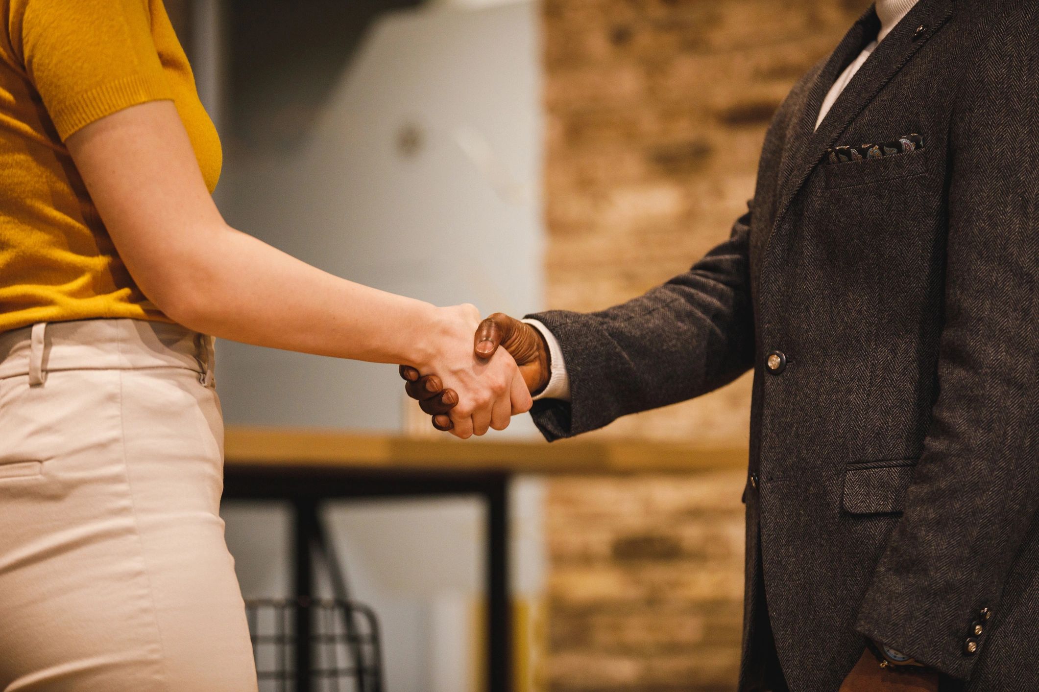Business colleagues shaking hands during a recruitment meeting